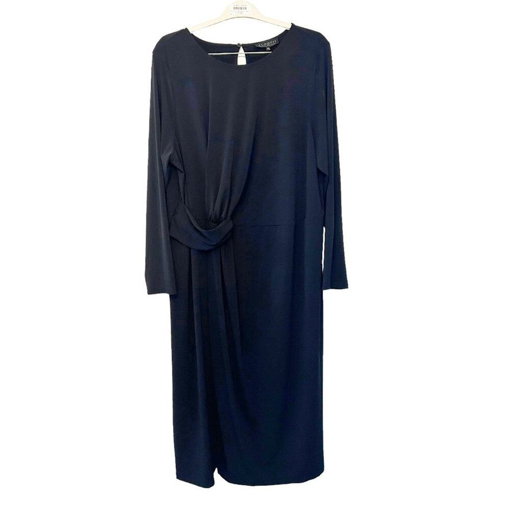 ELOQUII Black Knot Front Jersey Knit Dress 22 NWT